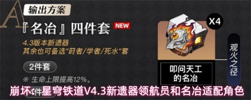崩坏星穹铁道4.3版本新遗器领航员和名冶适合什么角色 V4.3新遗器领航员和名冶适配角色攻略